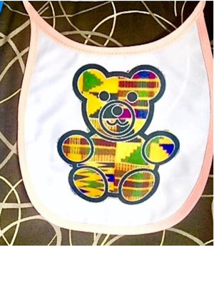 kente baby bib pink